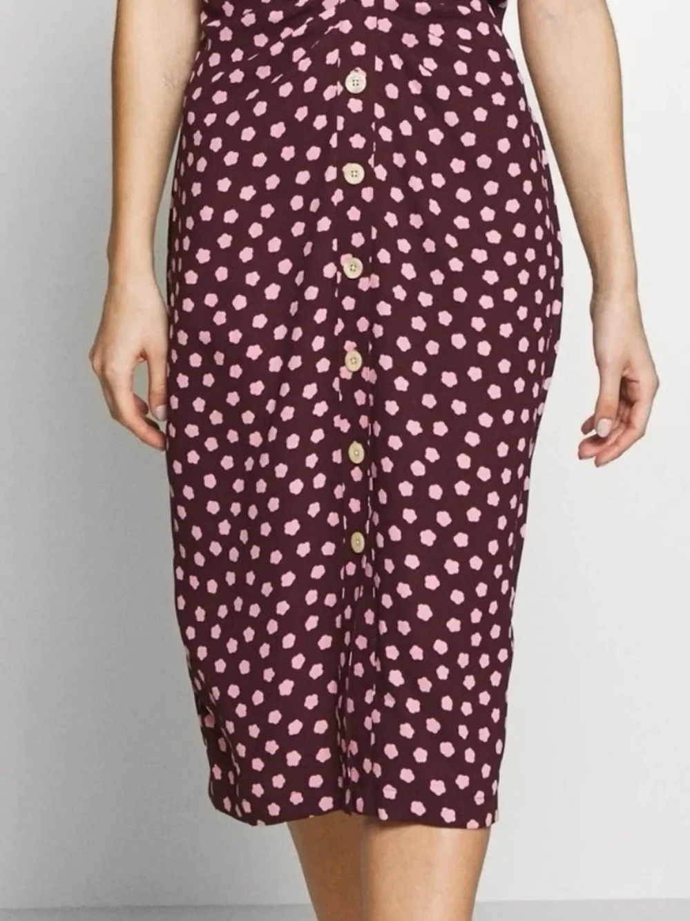 kate spade Burgundy and White Cloud Dot Midi Shirtdress